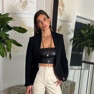 Topshop Cropped Blazer – Black – Size US 2